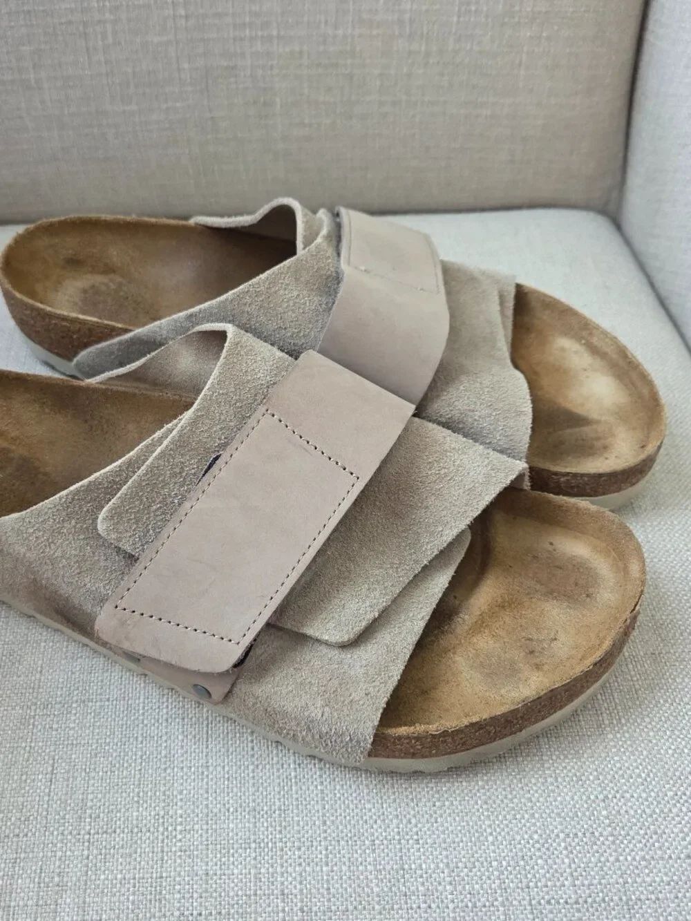 Birkenstock Kyoto Nubuck Suede Sandals Mens Size EU 46 US 13 - 13.5 Gray Slip On